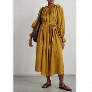 Doen Yellow Gold Long Sleeve Sundress with Peter Pan Collar